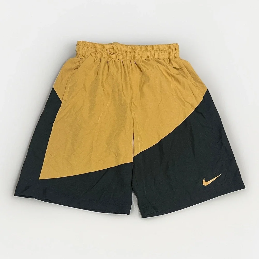 Nike Men's Dri-Fit MEDIUM Ultimate Flex Woven Black & Gold Shorts Breathable